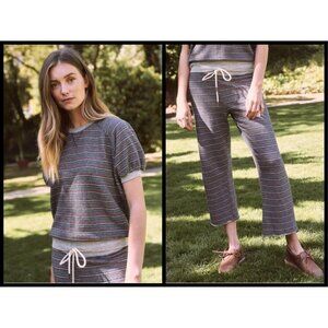 💕THE GREAT💕 Puff Sleeve Sweatshirt + Wide Leg Cropped Sweatpant Large L NWT
